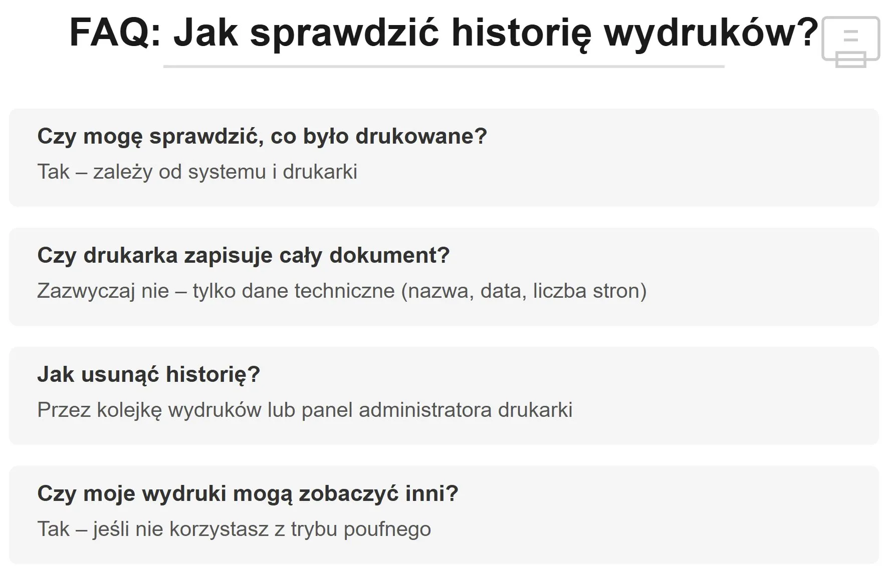FAQ: Jak sprawdzić historię wydruków?